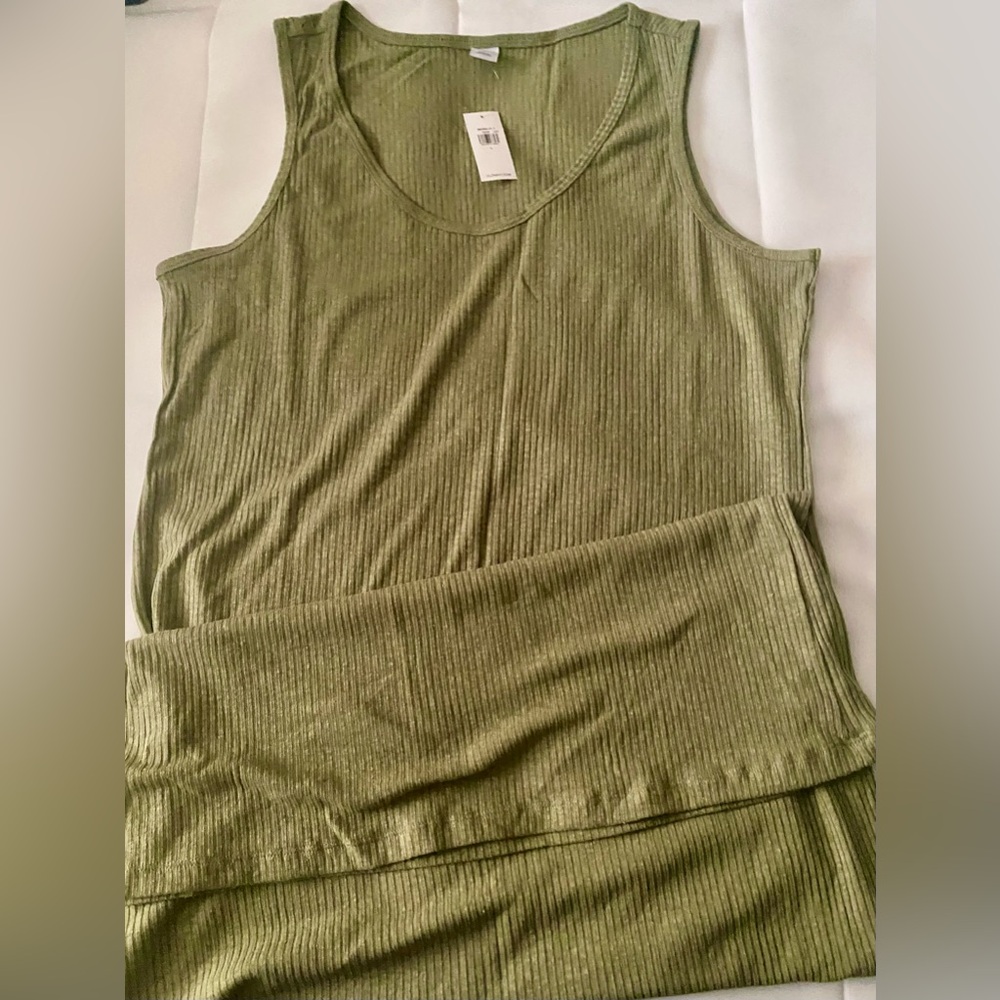 Old Navy Tank Knit Midi Dress New With Tags Size Large Olive Green